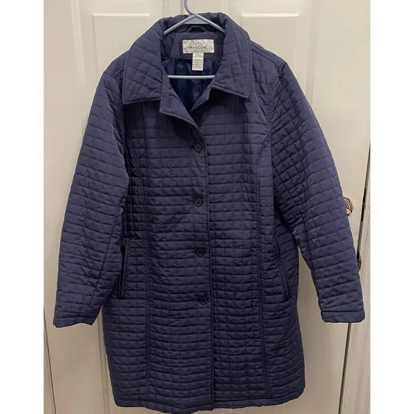 Willow Lane Blue Quilted Insulated Lined‎ Jacket Coat Womens L Outdoor Winter - Image 2