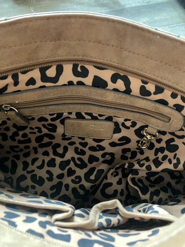 Jessica Simpson Classic Brown Leather Studded Hobo Shoulder Bag Purse Boho Chic - Image 3