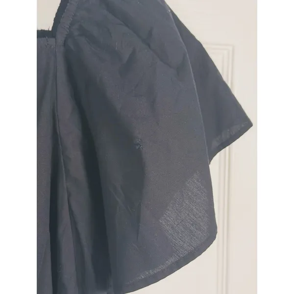 Abercrombie & Fitch Poplin Flutter Sleeve Top Small Black Preppy Quiet Luxury - Image 7