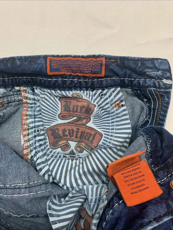 Rock Revival size 31 Eugenia denim Indigo Bootcut Jeans Contrast Stitching west - Image 13