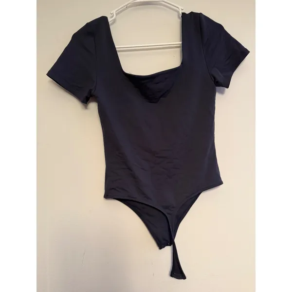 Babaton Contour Squareneck‎ Short Sleeve Bodysuit Navy Blue Womens Medium - Image 3