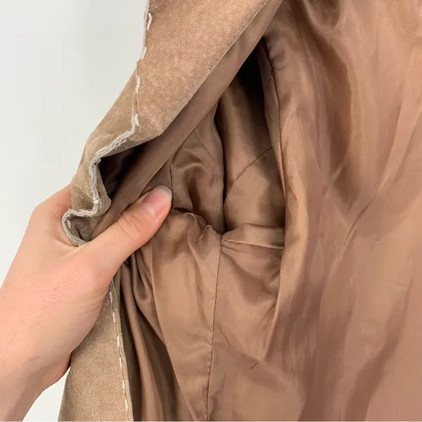 VTG OUTBROOK Suede Leather Jacket Tan L Size L - Image 8