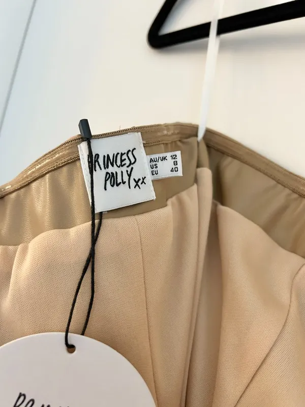 Princess Polly Hailey Strapless Vegan Leather Mini Dress Beige Size 8 NWT - Image 11