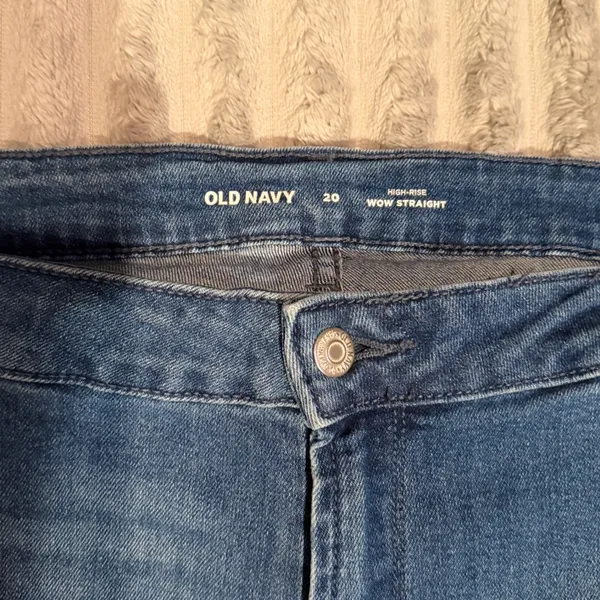 Old Navy High-Rise Wow Straight Jeans Womens 20 Medium Wash Blue Denim - Image 3