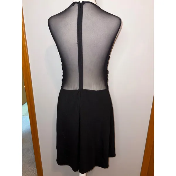 For Love & Lemons Black Sheer Mesh Floral Lace Mini Dress Size M skater daisy‎ - Image 5