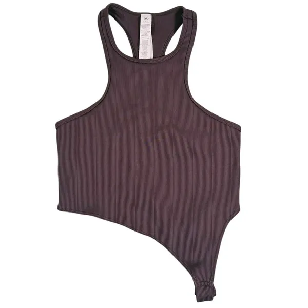 Alo Yoga Alosoft Revelation Ribbed Tank Top Size Small Brown Elevated Minimalist - Image 2