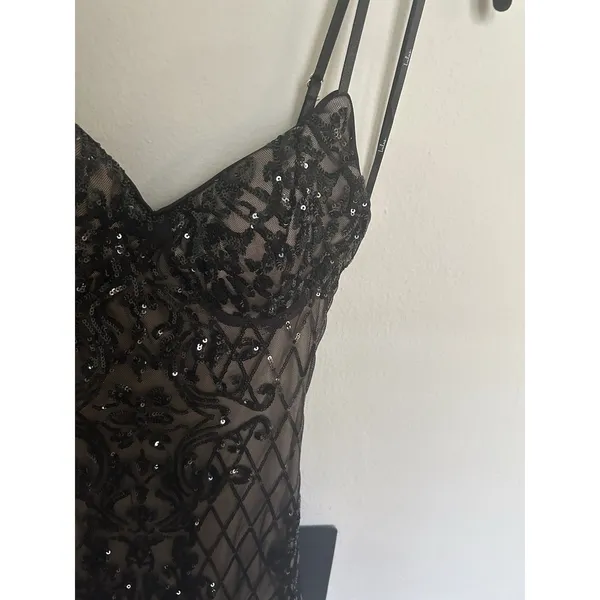 Lulus Moonlit Love Black Sequin Sleeveless Bodycon Mini Dress Size XS Sexy - Image 5