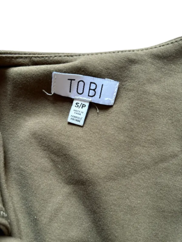TOBI V Neck Scoop Back Olive Green Bodysuit Womens Size Small - Image 8