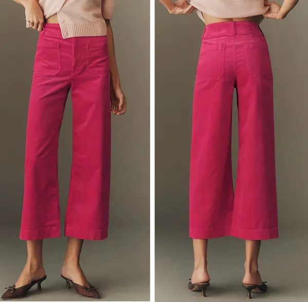 Anthropologie Maeve The Colette Corduroy Crop Wide-Leg Pants, Size 24 - Image 2
