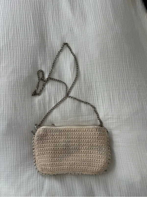 Zara Cream Crochet Crossbody with Silver Chain - Image 2