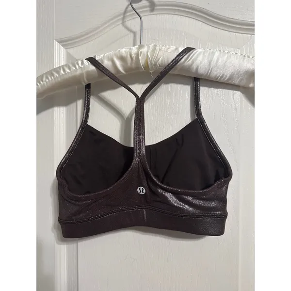 Lululemon Flow Y Bra Nulu Metallic Foil Brown‎ Athleisure Yoga Ballet Coquette - Image 3