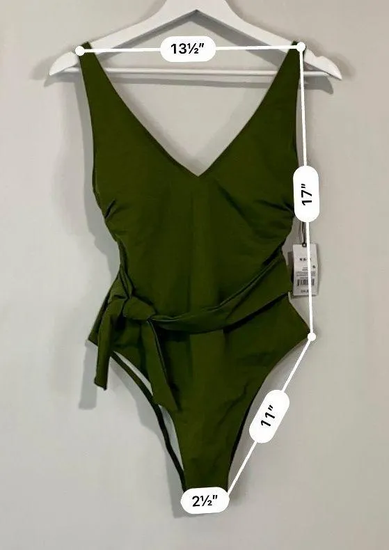 Shade & Shore Women’s One Piece Side Tie Swimsuit Green Size Medium NWT FLAW - Image 7