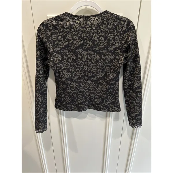Vintage Hanky‎ Panky Black Lace Overlay Top Size Small Coquette Fairy Milkmaid - Image 4