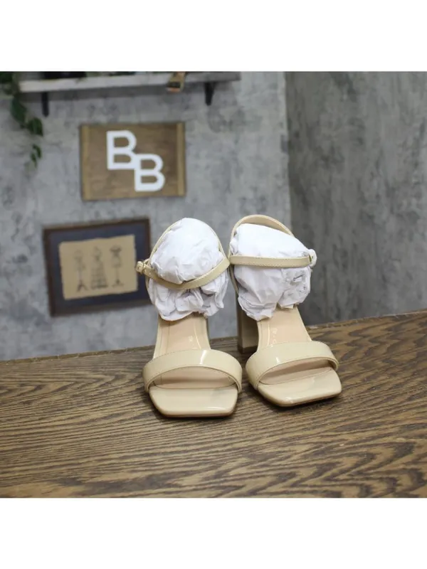 NWT Journee Collection Square Toe Band Block Heel Pumps Sandals Tan Brown 6W - Image 4