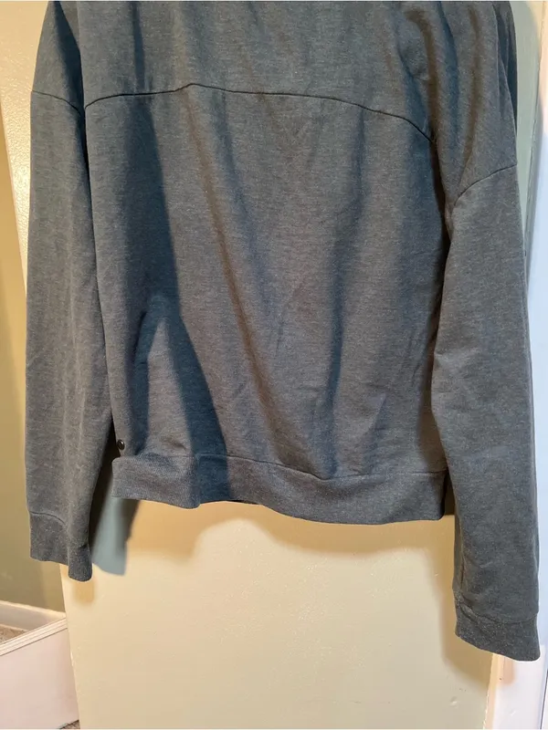 Z by Zella Women's Size Medium Cowl Neck Sweatshirt Charcoal Gray Full Zip - Image 8
