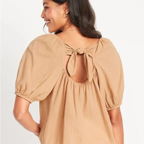Puff Sleeve Tie Back Blouse - Image 2