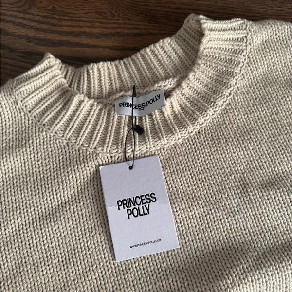 Princess Polly Tan cable knit oversized jumper sweater NWT - Image 5