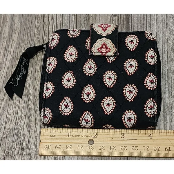 Vera Bradley‎ Wallet Compact Zip Around Paisley Print Black Small - Image 2