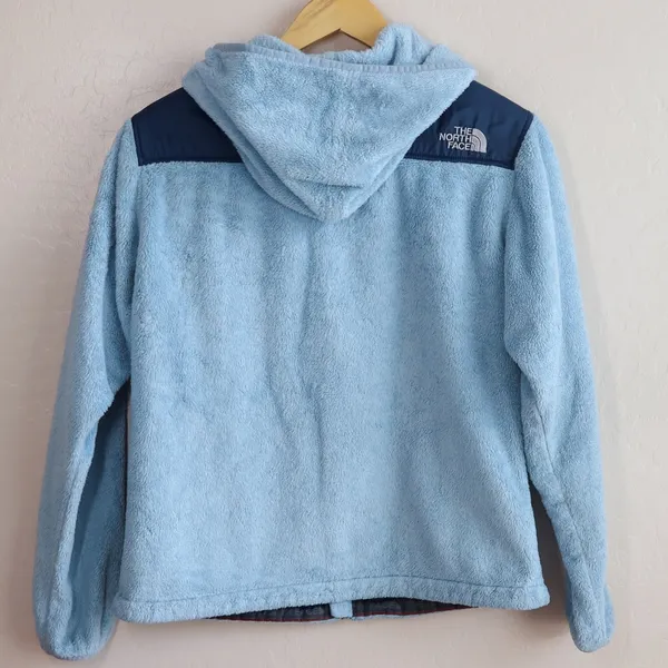 The North Face Osito Fleece‎ Hoodie Womens Medium Blue Full Zip Jacket Coat - Image 3