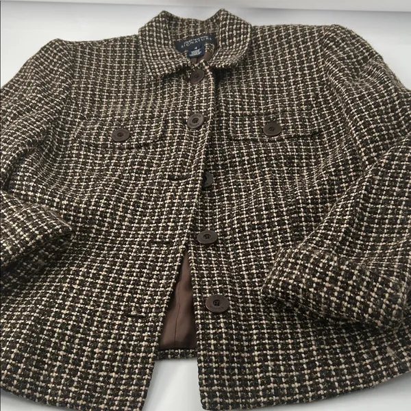Jones New York Black and White Tweed Blazer - Image 9