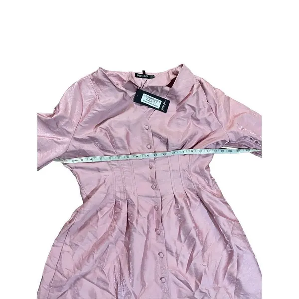 Nasty Gal Shimmer over‎ here mini shirt Pink dress sz 10 - Image 7