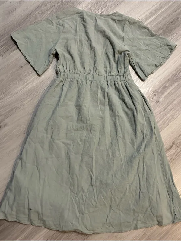 Polagram Sage Green Button-Front Midi with Tie Waist - Image 9
