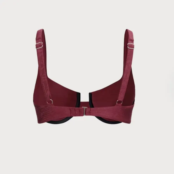 Berlook Burgundy Jacquard Underwire Bikini Top and bottom 57 - Image 9