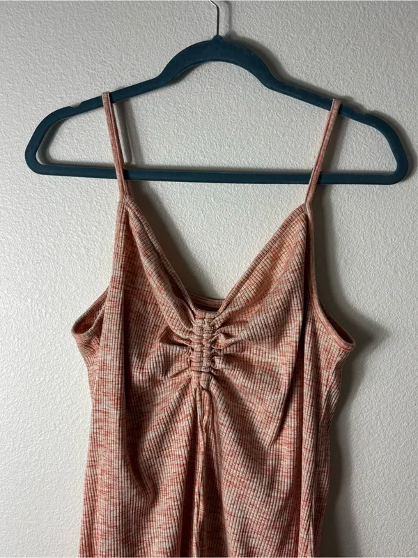 O’Neill Ribbed Mini Dress M Rust Orange Marled Cinched Front Tie - Image 2