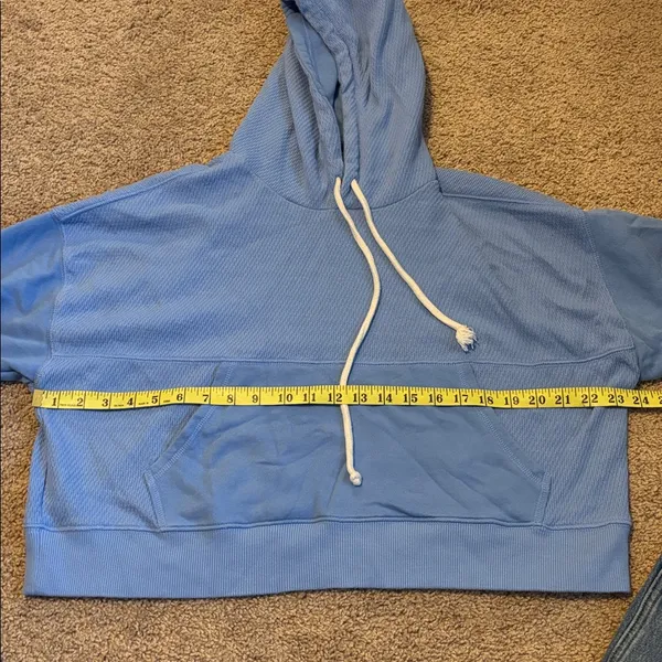 Aerie Blue Hooded Sweatshirt Size Small - Image 6