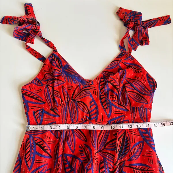 Alexis x Target Red Tropical Leaf Dress Women’s Medium NWT Asymmetrical Hem Boho - Image 6