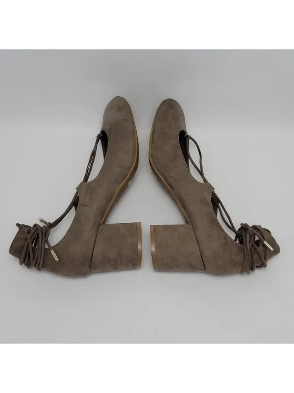 Journee Collection Ferah Lace Up Ankle Tie Block Heel Round Toe Pump Size 8 - Image 10