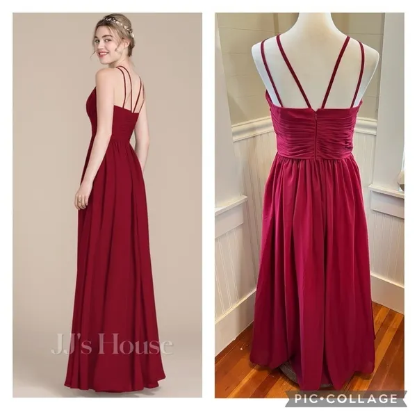 JJ's House Berry Chiffon Pleated A-Line Floor-Length Bridesmaid Dress S/M - Image 14