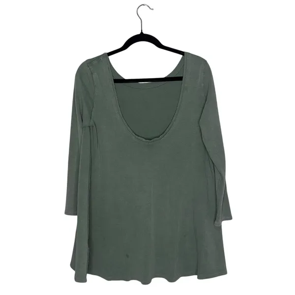 Free People We The Free Green Scoop Back‎ Long Sleeve Tunic Top Small OB1858464 - Image 3