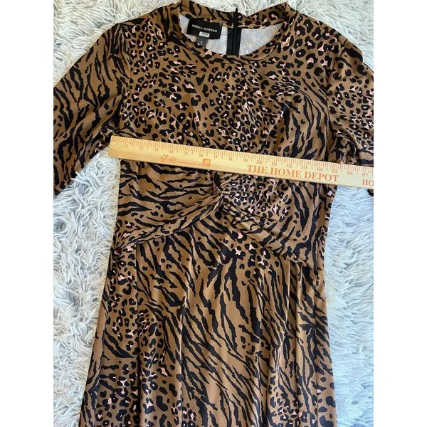 Donna Morgan Full Length Leopard Print‎ Dress Brown Women's Size 8 - Image 7
