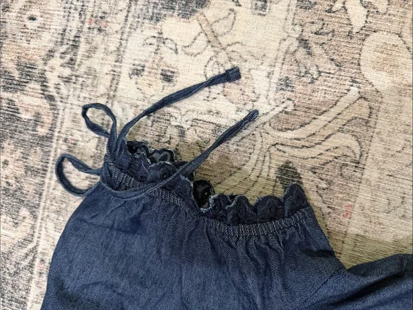 Denim Blue Embroidered Short - Image 4