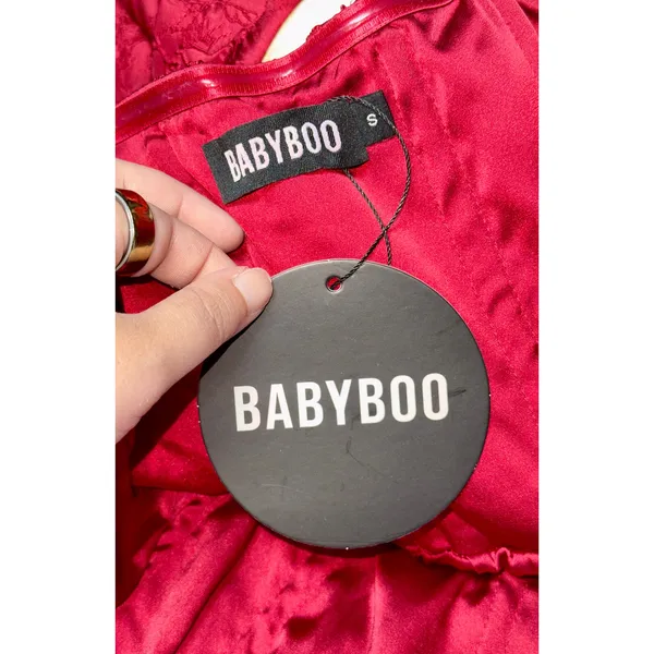 NWT Babyboo Saoirse Red Floral Jacquard Strapless Fit & Flare Midi Dress Size S - Image 13