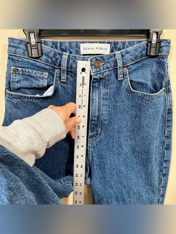 Denim Forum Arlo High Rise Straight Leg Jeans Dark Wash Womens 28 EUC - Image 5