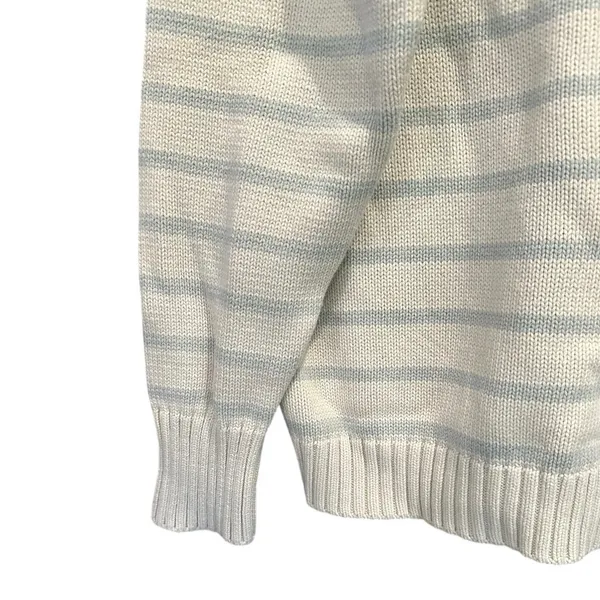 Brandi Melville Crew Neck Cotton Cream Blue Striped Cable Knit Sweater Preppy - Image 5