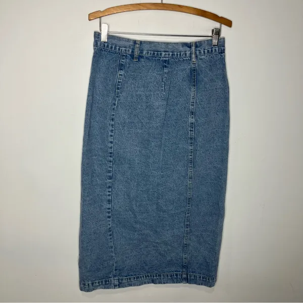 SHEIN Y2K style button front denim straight pencil skirt‎ women size 8/10 trendy - Image 3