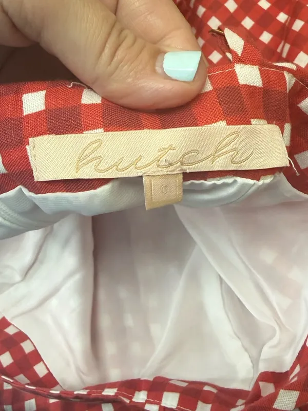 Hutch Anthropologie red and white gingham dress with front slit size‎ 0 - Image 7