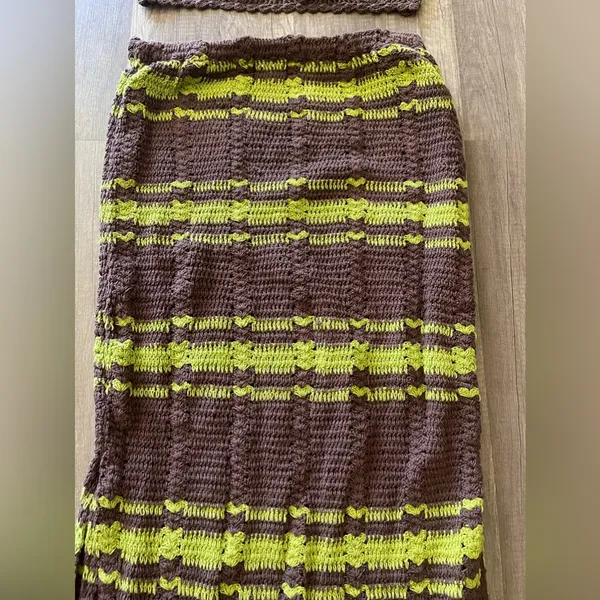 FREE PEOPLE Beach Cover up DONNI Sweater Set Crochet Skirt size small - Image 8