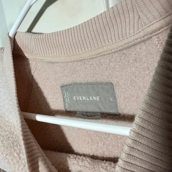 Everlane The Renew Teddy Crewneck Oversized Sweatshirt‎ Blush Pink Organic Small - Image 2
