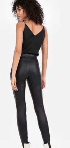 Express faux leather black leggings Sz L - Image 2