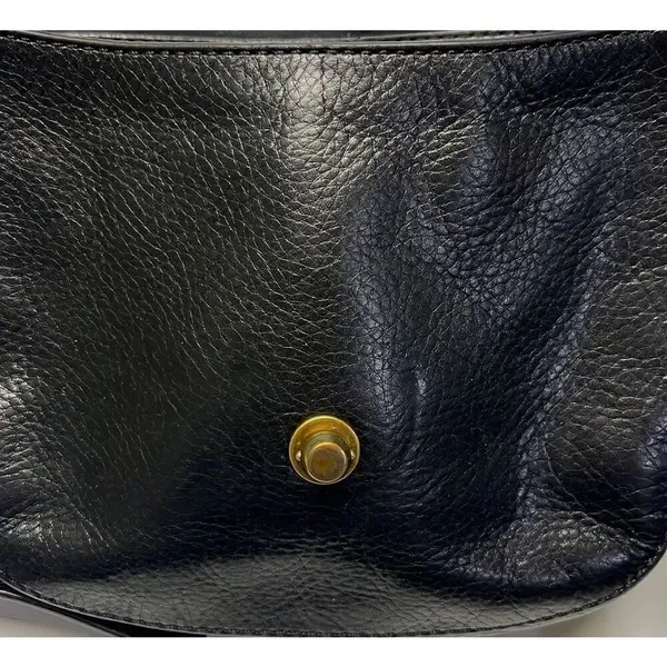 Fossil Emi Black Key Clasp Flap Pebbled Leather Crossbody Bag Bronze Accents - Image 9
