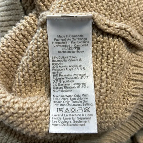 J. Crew Factory Mockneck Cable Sleeve Sweater Light Khaki Neutral Preppy Minimal - Image 8