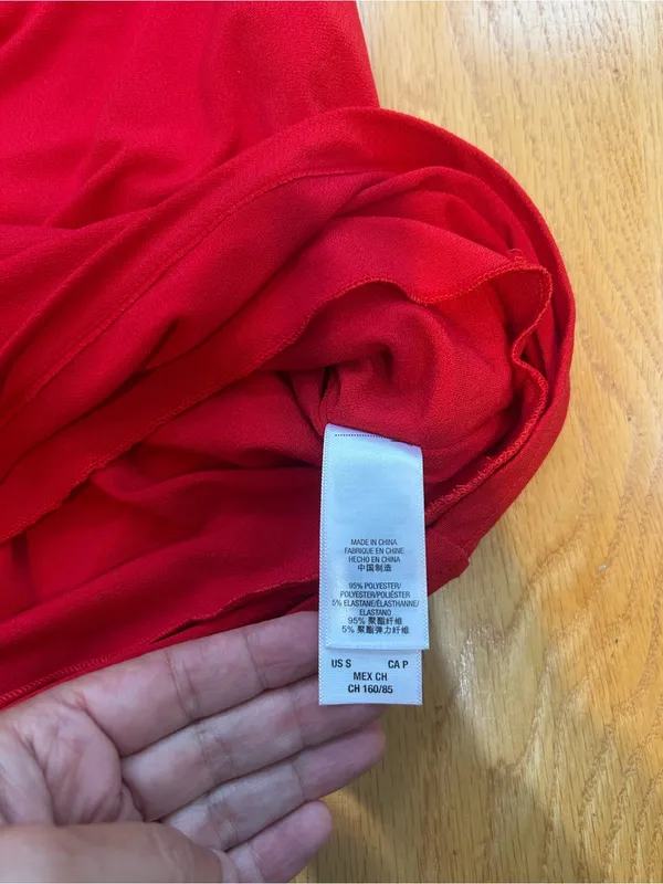 Juicy Couture Dress Womens Small S Red Jersey Ruched Asymmetric Long Sleeve Mini - Image 8
