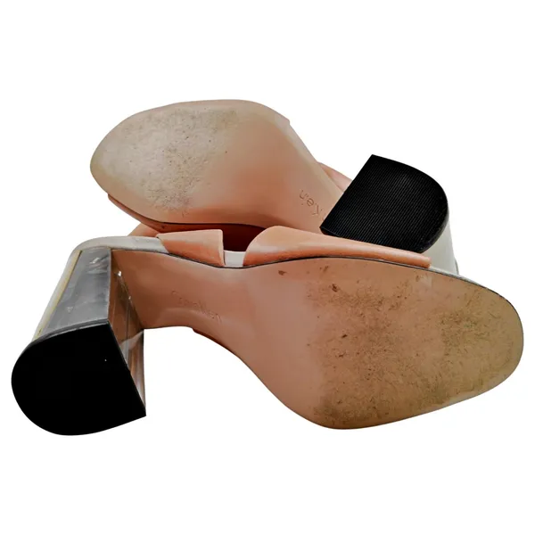 Calvin Klein Linnette Luxor Lucite Heel Wedge Sling Back Peep Toe Sandal Shoe 7 - Image 4