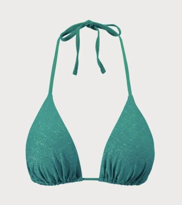 BERLOOK Dark Green Lurex Jacquard Triangle Bikini Top ONLY 22 - Image 8