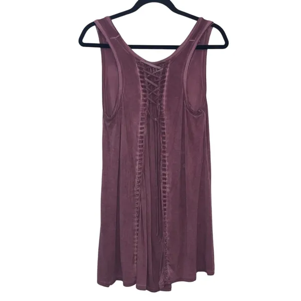 Altar'd State Boho Babydoll Tank XS Mauve Lace Back Flowy‎ Sleeveless Top - Image 3