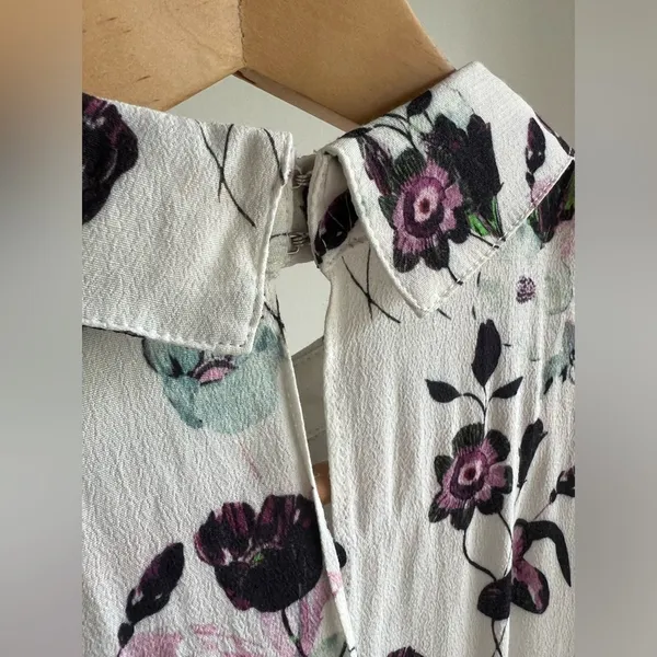Anthropologie Elevenses Floret Romper White Purple 3/4 Sleeve Size S - Image 11